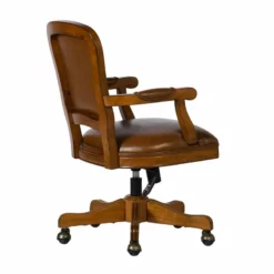 FurnitureR Kerri Faux Leather Upholstered & Wood Office Chair In Brown -CYMAX Sales 2440277 3 L
