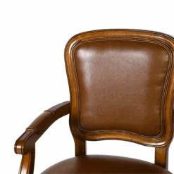 FurnitureR Kerri Faux Leather Upholstered & Wood Office Chair In Brown -CYMAX Sales 2440277 4 L
