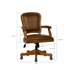 FurnitureR Kerri Faux Leather Upholstered & Wood Office Chair In Brown -CYMAX Sales 2440277 8 L