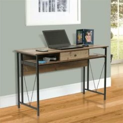 OS Home And Office Furniture 1-Drawer Wood Home Study Desk In Barnwood Brown 18 OS Home And Office Furniture 1-Drawer Wood Home Study Desk In Barnwood Brown -CYMAX Sales 2442263 1 L
