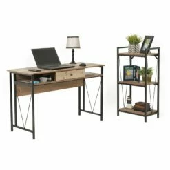 OS Home And Office Furniture 1-Drawer Wood Home Study Desk In Barnwood Brown 27 OS Home And Office Furniture 1-Drawer Wood Home Study Desk In Barnwood Brown -CYMAX Sales 2442263 5 L