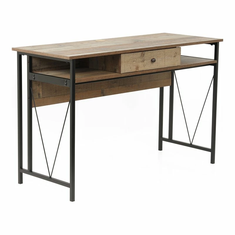OS Home And Office Furniture 1-Drawer Wood Home Study Desk In Barnwood Brown 3 OS Home And Office Furniture 1-Drawer Wood Home Study Desk In Barnwood Brown
