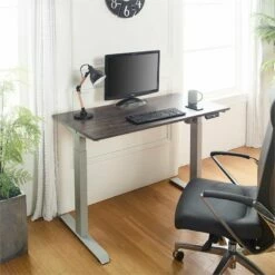 Klair Living Florence Wood Ergonomic Adjustable Computer Desk In Gray -CYMAX Sales 2443573 1 L 2