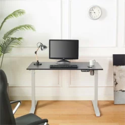 Klair Living Florence Wood Ergonomic Adjustable Computer Desk In Black -CYMAX Sales 2443574 1 L 1