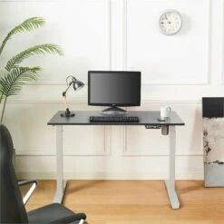 Klair Living Florence Wood Ergonomic Adjustable Computer Desk In Gray -CYMAX Sales 2443574 1 L 2