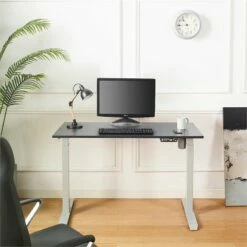 Klair Living Florence Wood Ergonomic Adjustable Computer Desk In Light Gray 19 Klair Living Florence Wood Ergonomic Adjustable Computer Desk In Light Gray -CYMAX Sales 2443574 1 L