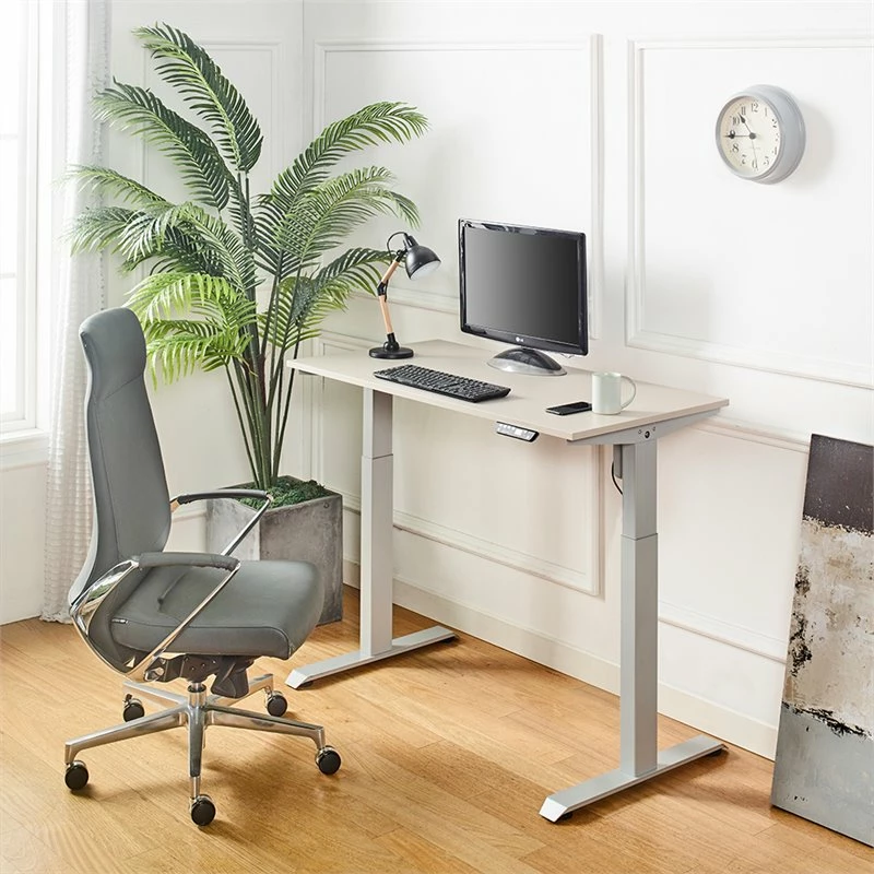 Klair Living Florence Wood Ergonomic Adjustable Computer Desk In Light Gray 4 Klair Living Florence Wood Ergonomic Adjustable Computer Desk In Light Gray - Image 2