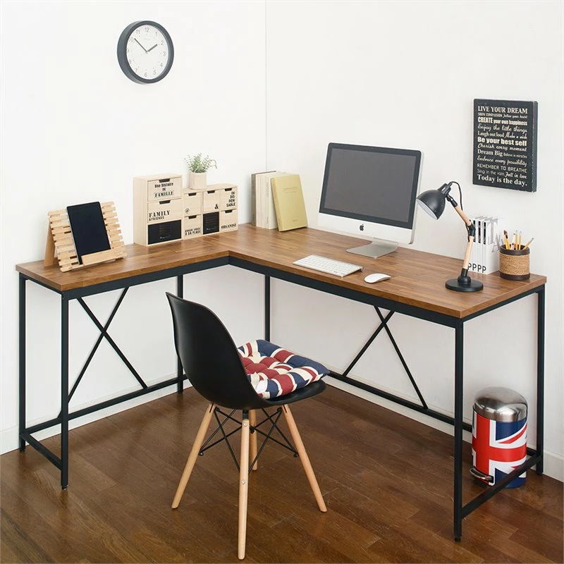 Klair Living Olympus Contemporary Wood And Metal Corner Desk In Oak 4 Klair Living Olympus Contemporary Wood And Metal Corner Desk In Oak - Image 2