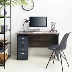 Klair Living Urban Farmhouse Composite Wood Writing Desk In Rustic Gray 8 Klair Living Urban Farmhouse Composite Wood Writing Desk In Rustic Gray -CYMAX Sales 2443598 2 L