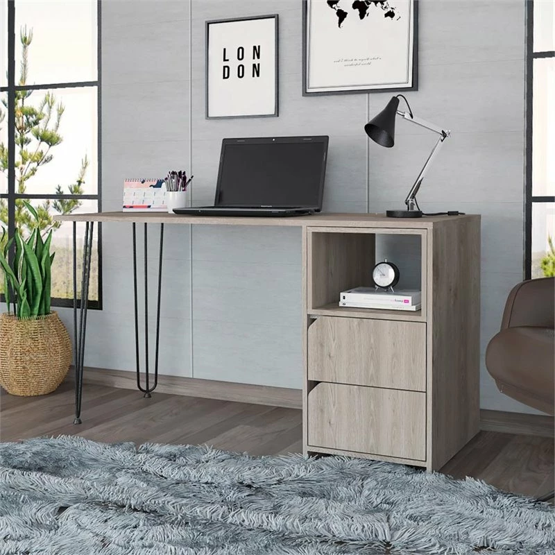 RST Brands Aster Composite Wood Contemporary 2-Drawer Desk - Aged Oak 4 RST Brands Aster Composite Wood Contemporary 2-Drawer Desk - Aged Oak - Image 2