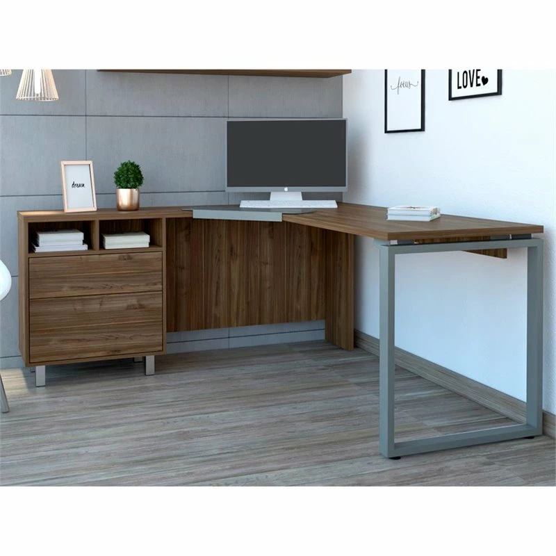 RST Brands Aster Composite Wood Modern 3-Drawer Desk - Mahogany 4 RST Brands Aster Composite Wood Modern 3-Drawer Desk - Mahogany - Image 2