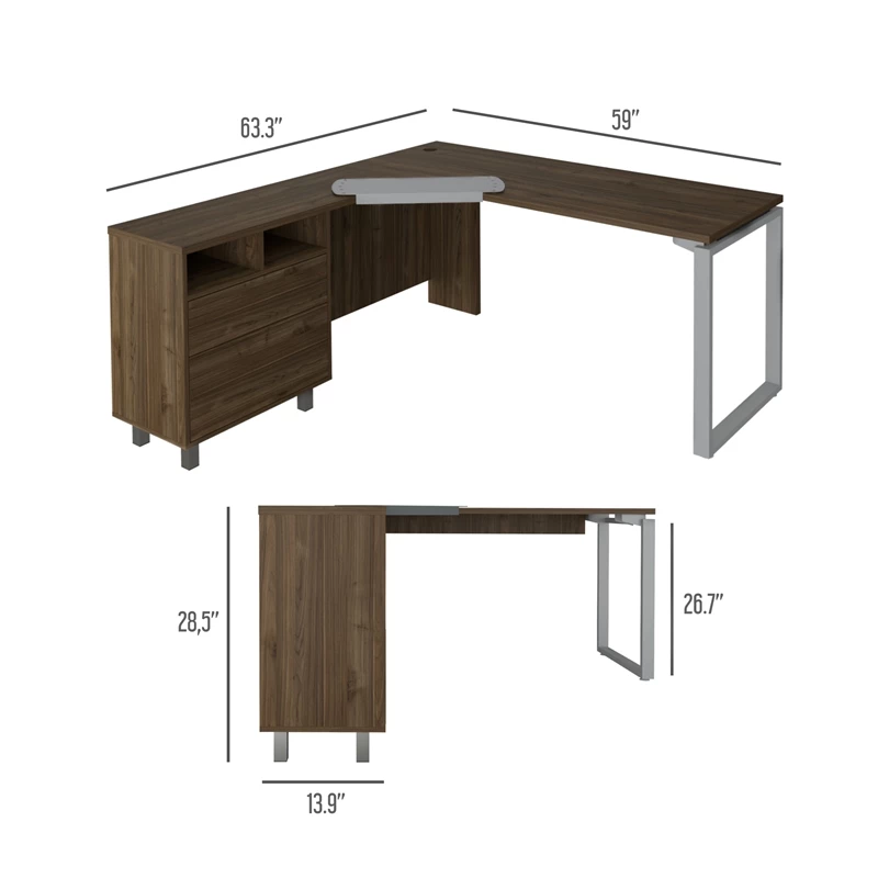 RST Brands Aster Composite Wood Modern 3-Drawer Desk - Mahogany 8 RST Brands Aster Composite Wood Modern 3-Drawer Desk - Mahogany - Image 6