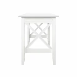 Pemberly Row Crossed Design Modern Solid Wood Writing Desk In White 9 Pemberly Row Crossed Design Modern Solid Wood Writing Desk In White -CYMAX Sales 2452250 3 L