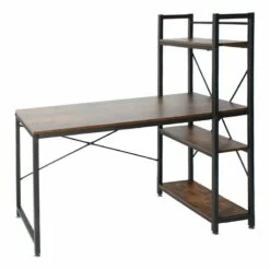 Pemberly Row Contemporary Wood Computer Desk With Bookshelves In Brown