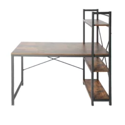 Pemberly Row Contemporary Wood Computer Desk With Bookshelves In Brown -CYMAX Sales 2452305 29 L