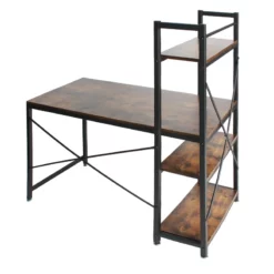 Pemberly Row Contemporary Wood Computer Desk With Bookshelves In Brown -CYMAX Sales 2452305 31 L