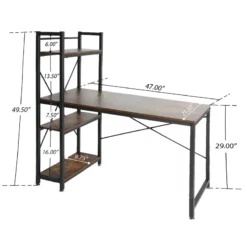 Pemberly Row Contemporary Wood Computer Desk With Bookshelves In Brown -CYMAX Sales 2452305 36 L