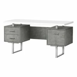 UrbanPro Contemporary Wood Reversible Floating Computer Desk In White/Gray