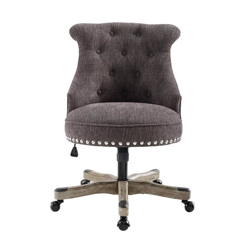 Urbanpro Transitional Wood Upholstered Office Chair In Floral Gray 19 Urbanpro Transitional Wood Upholstered Office Chair In Floral Gray - Image 17