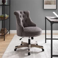 Urbanpro Transitional Wood Upholstered Office Chair In Floral Gray 41 Urbanpro Transitional Wood Upholstered Office Chair In Floral Gray -CYMAX Sales 2452775 7 L