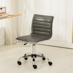Roundhill Furniture Fremo Faux Leather Adjustable Air Lift Office Chair In Gray -CYMAX Sales 2453164 2 L