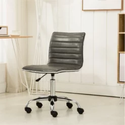 Roundhill Furniture Fremo Faux Leather Adjustable Air Lift Office Chair In Gray -CYMAX Sales 2453164 3 L