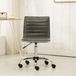 Roundhill Furniture Fremo Faux Leather Adjustable Air Lift Office Chair In Gray -CYMAX Sales 2453164 4 L
