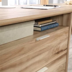 Sauder Portage Park Engineered Wood L-Shape Desk In Kiln Acacia Finish -CYMAX Sales 2454344 10 L