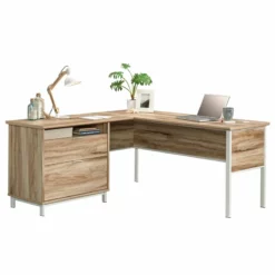 Sauder Portage Park Engineered Wood L-Shape Desk In Kiln Acacia Finish -CYMAX Sales 2454344 2 L