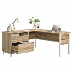 Sauder Portage Park Engineered Wood L-Shape Desk In Kiln Acacia Finish -CYMAX Sales 2454344 3 L