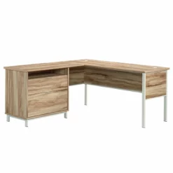 Sauder Portage Park Engineered Wood L-Shape Desk In Kiln Acacia Finish