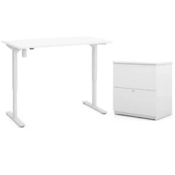 Home Square 2-Piece Set With 60" Standing Desk & 2-Drawer File Cabinet In White
