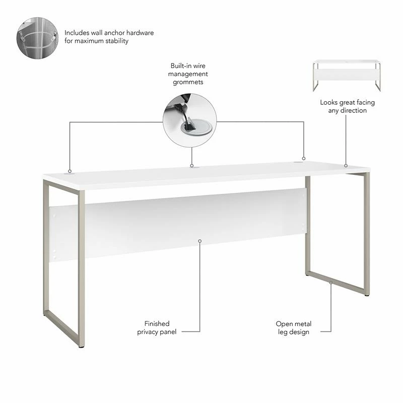 Hybrid 72W X 24D Computer Table Desk In Platinum Gray - Engineered Wood 22 Hybrid 72W X 24D Computer Table Desk In Platinum Gray - Engineered Wood - Image 20