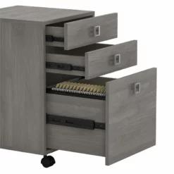 Echo Credenza Desk With Mobile File Cabinet In Modern Gray - Engineered Wood -CYMAX Sales 2461691 5 L