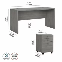 Echo Credenza Desk With Mobile File Cabinet In Modern Gray - Engineered Wood -CYMAX Sales 2461691 6 L