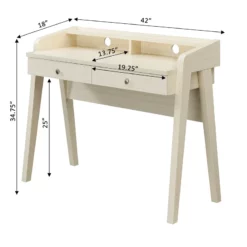 Newport Deluxe Two-Drawer Desk With Shelf In Espresso Wood Finish -CYMAX Sales 2463024 5 L