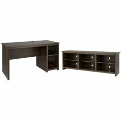 Home Square 2-Piece Set With Computer Desk And 72" TV Stand In Espresso