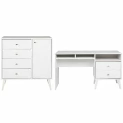 Home Square 2-Piece Set With Chest With Door & Computer Desk With Side Storage