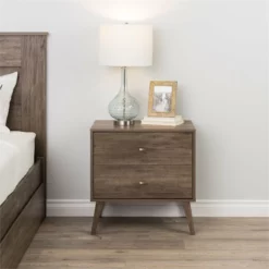 Home Square 4-Piece Set With 2 Modern Nightstands Computer Desk & 4-Drawer Chest -CYMAX Sales 2463765 11 L