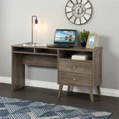 Home Square 4-Piece Set With 2 Modern Nightstands Computer Desk & 4-Drawer Chest -CYMAX Sales 2463765 17 L