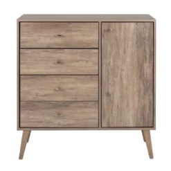 Home Square 4-Piece Set With 2 Modern Nightstands Computer Desk & 4-Drawer Chest -CYMAX Sales 2463765 3 L