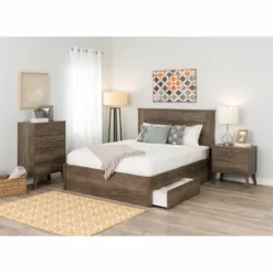 Home Square 4-Piece Set With 2 Modern Nightstands Computer Desk & 4-Drawer Chest -CYMAX Sales 2463765 5 L