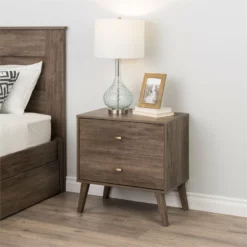 Home Square 4-Piece Set With 2 Modern Nightstands Computer Desk & 4-Drawer Chest -CYMAX Sales 2463765 8 L
