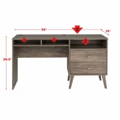 Home Square 4-Piece Set With 2 Tall Nightstands Computer Desk & 4-Drawer Chest -CYMAX Sales 2463771 13 L