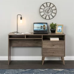Home Square 4-Piece Set With 2 Tall Nightstands Computer Desk & 4-Drawer Chest -CYMAX Sales 2463771 16 L