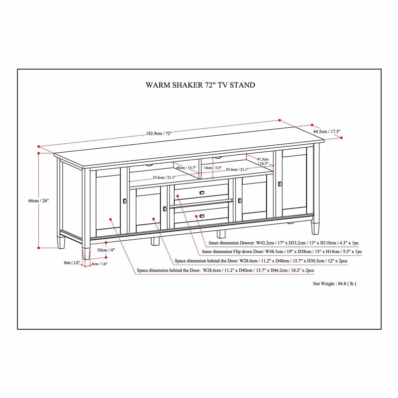 Home Square 2-Piece Set With 48" Writing Office Desk & 72" TV Media Stand 12 Home Square 2-Piece Set With 48" Writing Office Desk & 72" TV Media Stand - Image 10