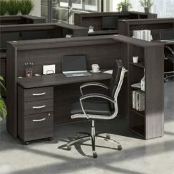 Studio C 72W Cubicle Desk With Shelves & Drawers In Storm Gray - Engineered Wood -CYMAX Sales 2464905 1 L