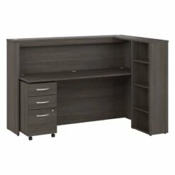 Studio C 72W Cubicle Desk With Shelves & Drawers In Storm Gray - Engineered Wood -CYMAX Sales 2464905 L