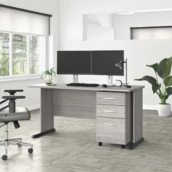 Studio A 60W Computer Desk With Drawers In Storm Gray - Engineered Wood -CYMAX Sales 2467480 1 L