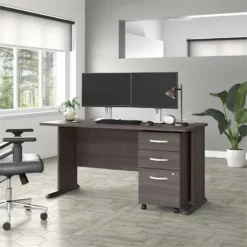 Studio A 60W Computer Desk With Drawers In Storm Gray - Engineered Wood -CYMAX Sales 2467481 1 L